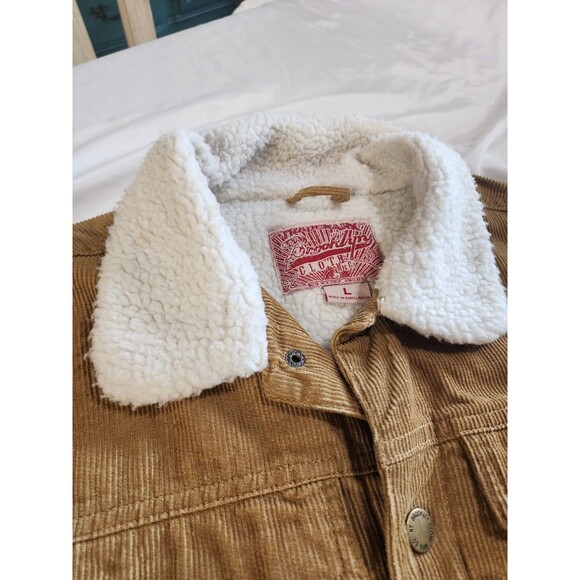Trademark Brooklyn Cloth Sherpa Lined Corduroy Jacket Men Sz LG Tobacco *read* - Picture 12 of 14